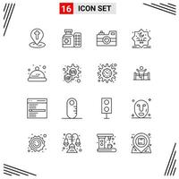 16 Icons Line Style Grid Based Creative Outline Symbols for Website Design Simple Line Icon Signs Isolated on White Background 16 Icon Set vector