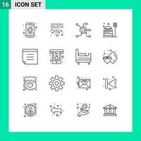 16 Creative Icons Modern Signs and Symbols of habitation construction data colony connect Editable Vector Design Elements