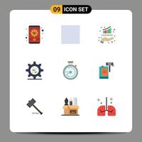 Flat Color Pack of 9 Universal Symbols of action location report navigation browse Editable Vector Design Elements
