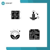 Universal Icon Symbols Group of 4 Modern Solid Glyphs of back to school plant formula heart relax Editable Vector Design Elements