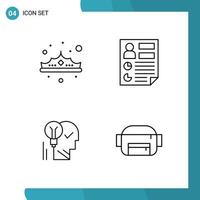 Vector Pack of 4 Outline Symbols Line Style Icon Set on White Background for Web and Mobile