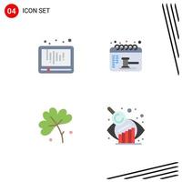 conjunto de 4 iconos de interfaz de usuario modernos símbolos signos para elementos de diseño vectorial editables de flor de calendario social de anémona de audio vector