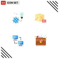 4 User Interface Flat Icon Pack of modern Signs and Symbols of protection computer light bulb media computing Editable Vector Design Elements
