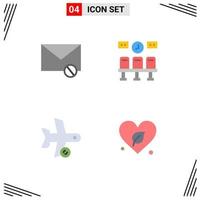 Modern Set of 4 Flat Icons and symbols such as envelope flight sms train refresh Editable Vector Design Elements