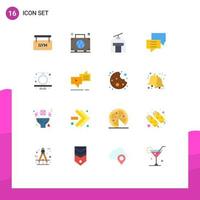 16 User Interface Flat Color Pack of modern Signs and Symbols of present discuss gondola customer bubbles Editable Pack of Creative Vector Design Elements