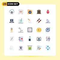 Pictogram Set of 25 Simple Flat Colors of mother flame aid fire place folder Editable Vector Design Elements