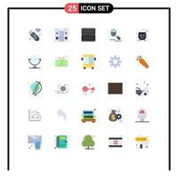 User Interface Pack of 25 Basic Flat Colors of cleaning scary search halloween board Editable Vector Design Elements