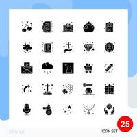 Stock Vector Icon Pack of 25 Line Signs and Symbols for notepad list degree check tomato Editable Vector Design Elements