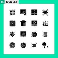 Universal Icon Symbols Group of 16 Modern Solid Glyphs of tic tac toe toe home appliances tac look Editable Vector Design Elements