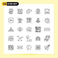 25 iconos creativos para el diseño moderno de sitios web y aplicaciones móviles receptivas 25 símbolos de contorno signos sobre fondo blanco paquete de 25 iconos vector