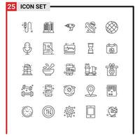 Line Pack of 25 Universal Symbols of contact call drill call diversion electronics Editable Vector Design Elements