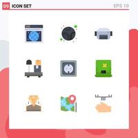 Modern Set of 9 Flat Colors Pictograph of computer socket box power supply energy Editable Vector Design Elements