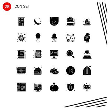25 concepto de glifo sólido para sitios web móviles y aplicaciones pantalla computadora codificación musulmana seguridad elementos de diseño vectorial editables vector