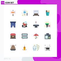 Pack of 16 Modern Flat Colors Signs and Symbols for Web Print Media such as tools supplies hotel organizer desk Editable Pack of Creative Vector Design Elements