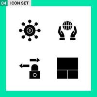 Pack of 4 Solid Style Icon Set Glyph Symbols for print Creative Signs Isolated on White Background 4 Icon Set Creative Black Icon vector background