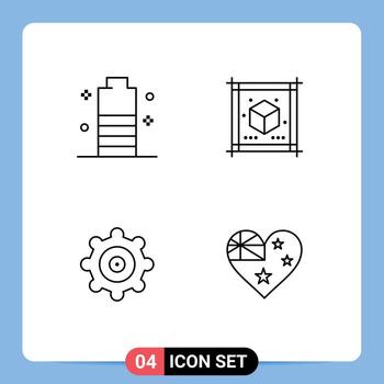 4 colores planos de línea de relleno de vector temático y símbolos editables de configuración de batería documento de batería móvil elementos de diseño de vector editable de australia