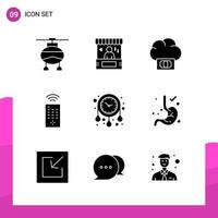 Glyph Icon set Pack of 9 Solid Icons isolated on White Background for responsive Website Design Print and Mobile Applications vector