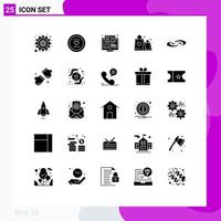 Set of 25 Commercial Solid Glyphs pack for wedding love elearning handbag learning Editable Vector Design Elements