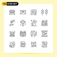 Modern Set of 16 Outlines Pictograph of exercise corrupt messages bureaucracy bribe Editable Vector Design Elements