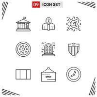 9 Icons Line Style Grid Based Creative Outline Symbols for Website Design Simple Line Icon Signs Isolated on White Background 9 Icon Set Creative Black Icon vector background