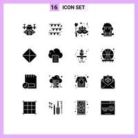 Modern Set of 16 Solid Glyphs Pictograph of viagra pill carnival spring lamb Editable Vector Design Elements