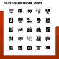 25 Video Producing And Computer Hardware Icon set Solid Glyph Icon Vector Illustration Template For Web and Mobile Ideas for business company