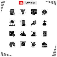 paquete de iconos de vector de stock de 16 signos y símbolos de línea para elementos de diseño de vector editables de mano táctil de volante de dólar de ganancia