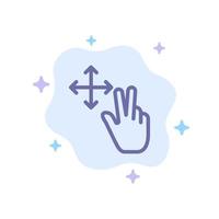 Finger Gesture Hold Blue Icon on Abstract Cloud Background vector