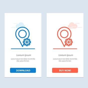 Location Map Settings  Blue and Red Download and Buy Now web Widget Card Template vector