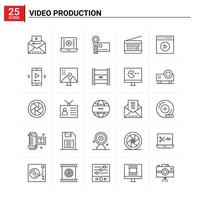 Fondo de vector de conjunto de iconos de producción de video 25