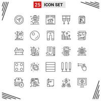 25 Icons Line Style Grid Based Creative Outline Symbols for Website Design Simple Line Icon Signs Isolated on White Background 25 Icon Set Creative Black Icon vector background