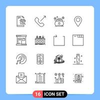 16 Universal Outline Signs Symbols of sauna pin investment marker location Editable Vector Design Elements