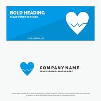 Heart Love Beat Skin SOlid Icon Website Banner and Business Logo Template vector