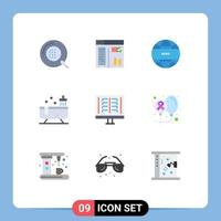 Mobile Interface Flat Color Set of 9 Pictograms of radiology water web shower bathroom Editable Vector Design Elements