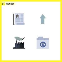 Group of 4 Modern Flat Icons Set for document domination arrow upload lobbying Editable Vector Design Elements
