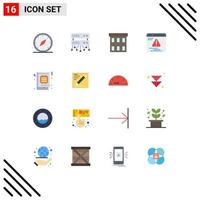 Mobile Interface Flat Color Set of 16 Pictograms of bookmark error building web office Editable Pack of Creative Vector Design Elements