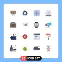 Set of 16 Vector Flat Colors on Grid for nuclear online layout management analysis Editable Pack of Creative Vector Design Elements