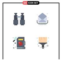 User Interface Pack of 4 Basic Flat Icons of binoculars messages explore letter statistical analysis Editable Vector Design Elements