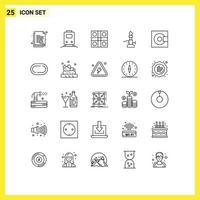 Line Pack of 25 Universal Symbols of science lab travel fire ludo game Editable Vector Design Elements