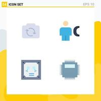 conjunto moderno de 4 iconos y símbolos planos, como tarjeta de cámara, interfaz de usuario, invitación de llamada, elementos de diseño vectorial editables vector