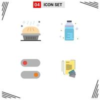 User Interface Pack of 4 Basic Flat Icons of bakery control pie drink toggle Editable Vector Design Elements