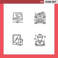 Universal Icon Symbols Group of 4 Modern Filledline Flat Colors of call business online park tablet Editable Vector Design Elements