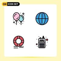 Stock Vector Icon Pack of 4 Line Signs and Symbols for baby stuff ring globe help radio Editable Vector Design Elements