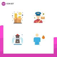 4 Universal Flat Icons Set for Web and Mobile Applications funding postman fund mail park Editable Vector Design Elements