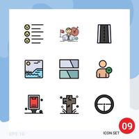 9 User Interface Filledline Flat Color Pack of modern Signs and Symbols of image editing success canada image Editable Vector Design Elements