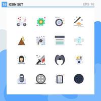 Universal Icon Symbols Group of 16 Modern Flat Colors of cap ball settings baseball planetary Editable Pack of Creative Vector Design Elements