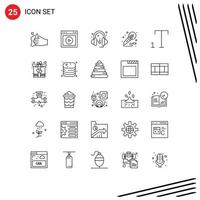 Modern Set of 25 Lines Pictograph of font studio website music mic Editable Vector Design Elements