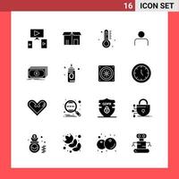 16 Icon Pack Solid Style Glyph Symbols on White Background Simple Signs for general designing vector