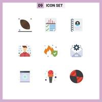 Stock Vector Icon Pack of 9 Line Signs and Symbols for service fire contacts programming development Editable Vector Design Elements