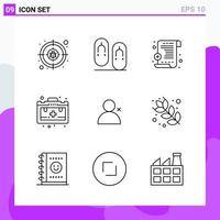 Set of 9 icons in Line style Creative Outline Symbols for Website Design and Mobile Apps Simple Line Icon Sign Isolated on White Background 9 Icons Creative Black Icon vector background